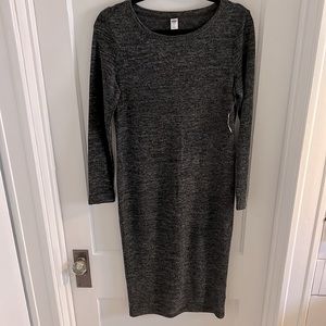 NWT Old Navy Long Sleeve Lightweight Sweater Midi Dress - Dark Heather Gray